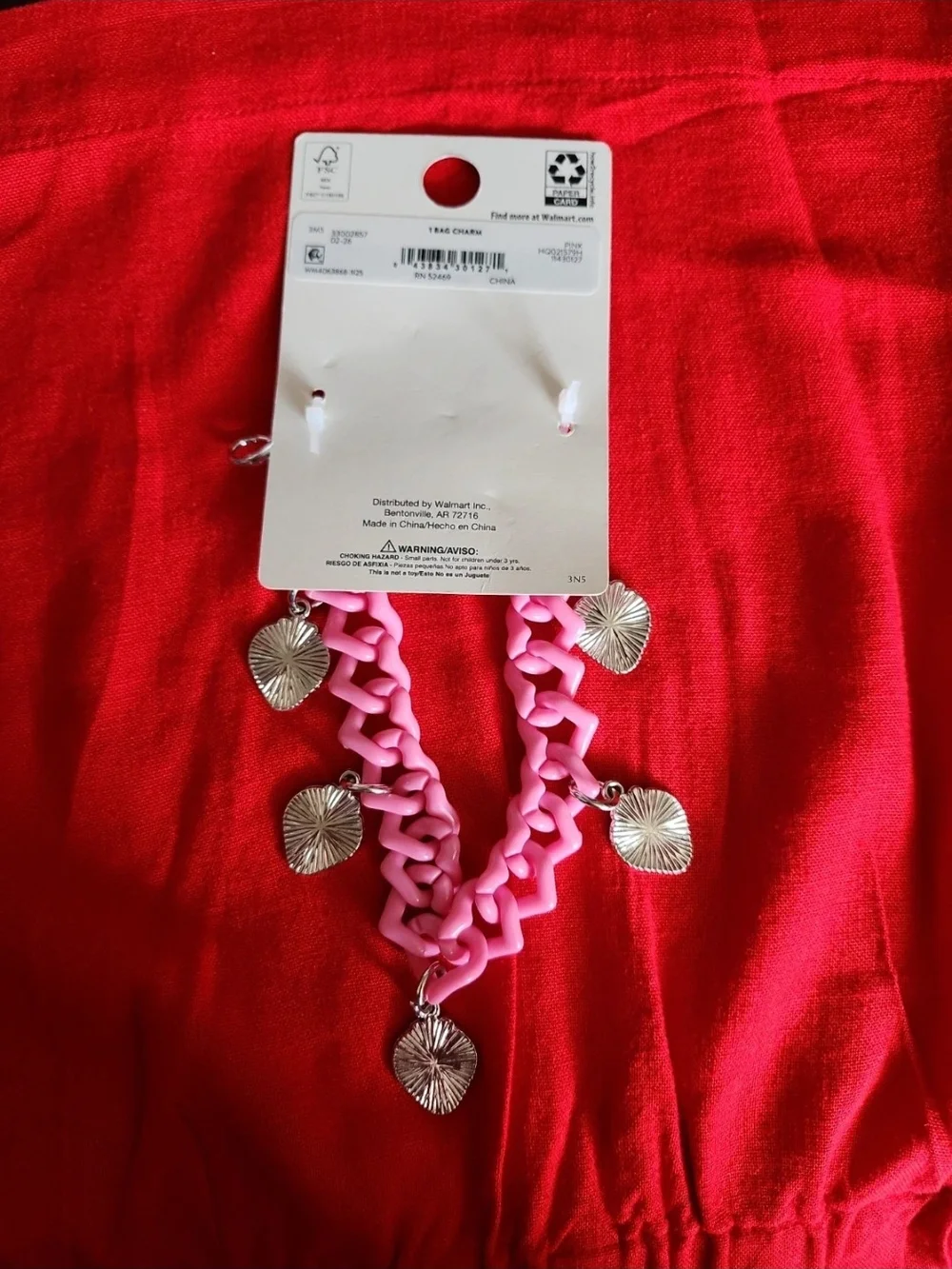 Wonder Nation Pink Strawberry Charm Bag Chain
